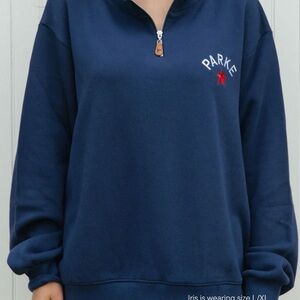 Parke MOCKNECK NEW Women's Deep Blue Quarter-Zip Sweatshirt